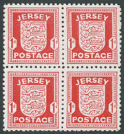 JERSEY 2z **, 1941, 1 P. Rot Im Viererblock, Gestrichenes Papier, Pracht, Mi. 320.- - Besetzungen 1938-45