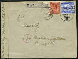 FELDPOSTMARKEN 11Ba BRIEF, 1945, Insel Leros, Durchstochen, Aufdruck Schwarzblauviolett, Type II, In Mischfrankatur Mit  - Besetzungen 1938-45