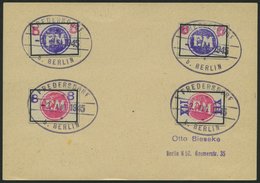 FREDERSDORF Sp 226-29 BRIEF, 1945, 5 - XII Pf., Rahmengröße 28x19 Mm, Große Wertziffern, Auf Karte Mit Stempeln Vom 2. A - Privatpost