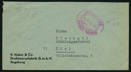 ALL. BES. GEBÜHR BEZAHLT AUGSBURG 2 R.P. Gebühr Bezahlt, 29.11.45, Roter Ellipsenstempel Auf Firmenbrief, Pracht - Other & Unclassified