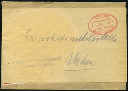 ALL. BES. GEBÜHR BEZAHLT ITZEHOE, 5.7.46, Roter Ellipsenstempel Gebühr Bezahlt Auf Doppelt Verwendetem Brief, Pracht - Other & Unclassified