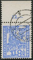 MECKLENBURG-VORPOMMERN 27a O, 1945, 8 Pf. Hellultramarin Kinderhilfe, Oberrandstück, Pracht, Gepr. Kramp - Other & Unclassified