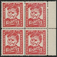 MECKLENBURG-VORPOMMERN 28b VB **, 1945, 12 Pf. Dunkelrosa Kinderhilfe Im Randviererblock, Pracht, Gepr. Kramp, Mi. 320.- - Sonstige & Ohne Zuordnung