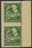 THÜRINGEN 95AYdz1Uw **, 1945, 6 Pf. Schwärzlichopalgrün, Spargummierung, Dickes Papier, Steigende Papierstreifung, Im Se - Other & Unclassified