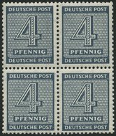 WEST-SACHSEN 127Xb VB **, 1945, 4 Pf. Blaugrau, Wz. 1X, Im Viererblock, Pracht, Gepr. Ströh, Mi. 200.- - Sonstige & Ohne Zuordnung