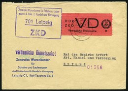 DIENSTMARKEN D VD 1A BRIEF, 1965, 20 Pf. Bräunlichrot/schwarz, Gezähnt 91/2, Auf Brief Aus LEIPZIG C1, Normale Zähnung,  - Other & Unclassified