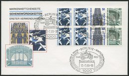 ZUSAMMENDRUCKE H-Bl. 22 BRIEF, 1989, Heftchenblatt Sehenswürdigkeiten Auf FDC, Pracht, Mi. 110.- - Zusammendrucke