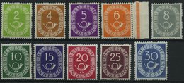 BUNDESREPUBLIK 123-32 **, 1951, 2 - 30 Pf. Posthorn, 10 Prachtwerte, Mi. 305.- - Sonstige & Ohne Zuordnung