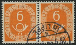 BUNDESREPUBLIK 126 Paar O, 1951, 6 Pf. Posthorn Im Waagerechten Paar, Normale Zähnung, Pracht, Mi. 140.- - Sonstige & Ohne Zuordnung