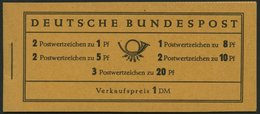 MARKENHEFTCHEN MH 4Xv **, 1958, Markenheftchen Heuss/Ziffer, Deckel Dunkelchromgelb, Pracht, Mi. 100.- - Other & Unclassified