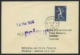 ERST-UND ERÖFFNUNGSFLÜGE 2473 BRIEF, 13.4.54, Göteborg-Hamburg, Schwedische Frankatur, Prachtbrief - Briefe U. Dokumente