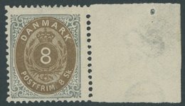 DÄNEMARK 19IA *, 1871, 8 S. Grau/braun Mit Breitem Rechten Rand, Falzrest, Kabinett - Gebraucht