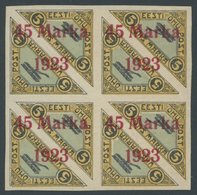 ESTLAND 45BII VB **, 1923, 45 M. Auf 5 M. Flugpost, Weiter Abstand, Im Viererblock, Ein Wert Herstellungsbedingter Gummi - Estonia