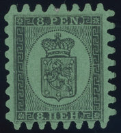 FINNLAND 6Bx *, 1866, 8 P. Schwarz Auf Grün, Fast Alle Zungen, Falzreste, Pracht, Signiert Thier, Mi. 600.- - Other & Unclassified