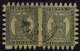 FINNLAND 7Cx Paar O, 1867, 10 P. Schwarz Auf Gestreiftem Sämischem Papier (Facit 7v1C3), Im Waagerechten Paar Mit Allen  - Sonstige & Ohne Zuordnung