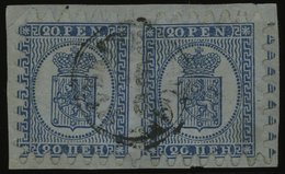 FINNLAND 8C Paar BrfStk, 1866, 20 P. Blau Im Waagerechten Angetrennten Paar Auf Briefstück, K1 BRAHESTAD, Praktisch Alle - Other & Unclassified