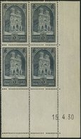 FRANKREICH 256I VB **, 1930, 3 Fr. Kathedrale Von Reims, Type I, Im Eckrandviererblock Mit Druckdatum: 15.4.30, Pracht,  - Sonstige & Ohne Zuordnung