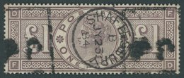 GROSSBRITANNIEN 85 O, 1881, 1 £ Bräunlichlila, Wz. 11, K1 SHAFTESBURY, Pracht, Mi. 1600.- - Gebraucht