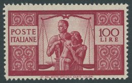 ITALIEN 704A **, 1946, 100 L. Dunkelkarmin, Gezähnt K 14, Pracht, Mi. 500.- - Italy