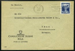 LETTLAND 236 BRIEF, 1934, 35 S. Neue Verfassung Lettlands Mit Maschinenstempel ABONEJIET TELEFONU Auf Brief Des Schweize - Lettland