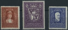 LIECHTENSTEIN 140-42 *, 1933, Fürstenpaar Und Landeswappen, Falzreste, Prachtsatz - Sonstige & Ohne Zuordnung