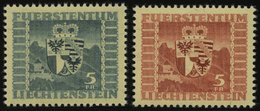 LIECHTENSTEIN 243,252 **, 1945/7, 5 Fr. Wappen, 2 Prachtwerte, Mi. 79.- - Other & Unclassified