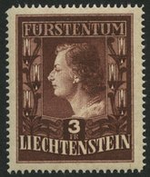 LIECHTENSTEIN 305BW **, 1951, 3 Fr. Fürstin Gina, Gezähnt L 14 3/4, Wz. 2 W, Pracht, Mi. 170.- - Other & Unclassified