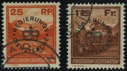 DIENSTMARKEN D 9/10 O, 1933, 25 Rp. Valünatal Und Naafkopf Und 1.20 Fr. Burg Vaduz, 2 Prachtwerte, Mi. 475.- - Dienstmarken