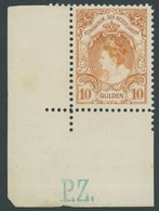 NIEDERLANDE 66 **, 1905, 10 G. Dunkelorange, Postfrisches Prachtstück Aus Der Linken Unteren Bogenecke, R! - Sonstige & Ohne Zuordnung