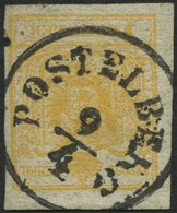 ÖSTERREICH 1Xb O, 1850, 1 Kr. Orange, Handpapier, Zentrischer K1 POSTELBERG, Pracht - Used Stamps