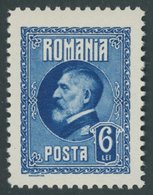 RUMÄNIEN 300F **, 1926, 6 L. Ferdinand I, Farbfehldruck In Blau, Pracht, Mi. (300.-) - Sonstige & Ohne Zuordnung