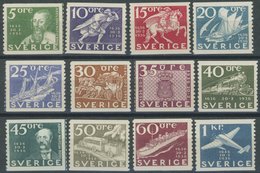 SCHWEDEN 227-38A **, 1936, 300 Jahre Post, Prachtsatz (12 Werte) - ... - 1855 Prephilately