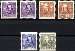 SCHWEDEN 272-75A/B **, 1939, 200 Jahre Akademie Der Wissenschaften, Zweiseitig Und Vierseitig Gezähnt, Prachtsatz (6 Wer - ... - 1855 Prephilately