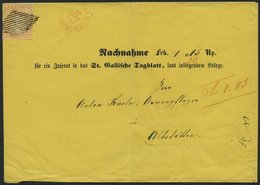 SCHWEIZ BUNDESPOST 16IIAym BRIEF, 1855, 20 Rp. Gelborange, Berner Druck I, (Zst. 25Ba), Fast Allseits Breitrandig, Auf G - 1843-1852 Kantonalmarken Und Bundesmarken