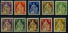 SCHWEIZ BUNDESPOST 101-10x **, 1908, Sitzende Helvetia, Glatter Gummi, Postfrisch, Prachtsatz, Mi. 1300.- - 1843-1852 Kantonalmarken Und Bundesmarken