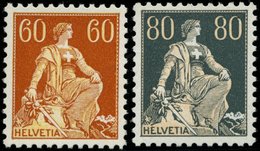 SCHWEIZ BUNDESPOST 140/1z **, 1933, 60 C. Schwärzlichrötlichorange/mattgelborange Und 80 C. Grau/mattrötlichorange, Geri - 1843-1852 Kantonalmarken Und Bundesmarken