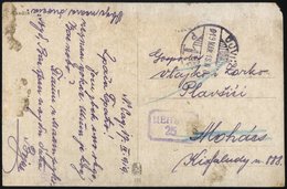 SERBIEN 1919, Serbischer Zensurstempel Aus Dem Ungarischen Ort VJVIDEK Auf Feldpost-Ansichtskarte, Feinst - Serbien