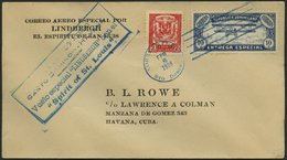 DOMINIKANISCHE REPUBLIK 183,193 BRIEF, 6.2.1928, Santo-Dominco-Havana-Vuello Especial LINDBERGH Conel Spirit Of St. Loui - Dominikanische Rep.