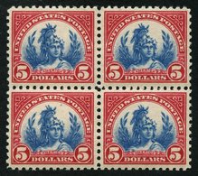 USA 285a VB **, Scott 573, 1923, 5 $ Karmin/blau Allegorie Amerika Im Postfrischen Viererblock, Pracht - Other & Unclassified