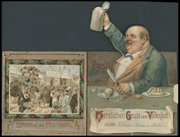 DEUTSCHLAND ETC. STUTTGART, Klappkarte Leben Auf Dem Festplatz, Stuttgart-Cannstatter Volksfest, 1906, Pracht - Sonstige & Ohne Zuordnung