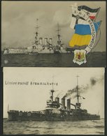 ALTE POSTKARTEN - SCHIFFE KAISERL. MARINE BIS 1918 S.M.S. Braunschweig, 2 Ungebrauchte Karten - Krieg