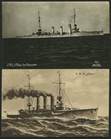 ALTE POSTKARTEN - SCHIFFE KAISERL. MARINE BIS 1918 S.M.S. Pillau, 2 Karten, Dabei Eine Feldpostkarte Von 1917 - Krieg
