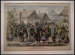 BAYERN: Ein Wahltag, Kolorierter Holzstich Nach Nörr Um 1880 - Lithographien