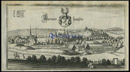 BORNUMHAUSEN, Gesamtansicht, Kupferstich Von Merian Um 1645 - Lithographien
