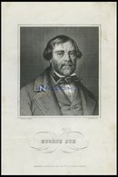 Eugne Sue, Französischer Schriftsteller, Stahlstich Von B.I. Um 1840 - Lithographien