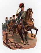 Grande CHROMO Découpis Gaufrée Militaires Militaria Chevaux Canon - Enfants