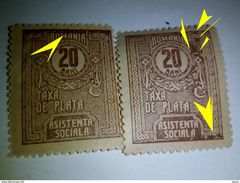 ERRORS ,REVENUE  ROMANIA, ,ASISTENTA SOCIALA ROMANIA 1916, TAXA DE PLATA,20 BANI, BROKEN FRAME - Unused Stamps