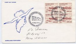 GREENLAND 1974 Bicentenary Of KGH 1.00 Kr. Block Of 4 On FDC.  Michel 88 - FDC