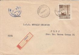 RADIO TOWER, STAMP ON REGISTERED COVER, 1968, ROMANIA - Storia Postale