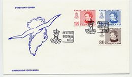 GREENLAND 1979 Queen Margarethe Definitives 80 Øre, 1.30, 1.60 Kr. On FDC.  Michel 112-14 - FDC